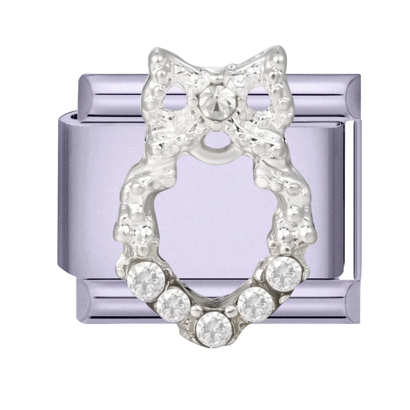 Shiny Zircon Butterfly Moon Stars Bow Purple Italian Charm Links Fit