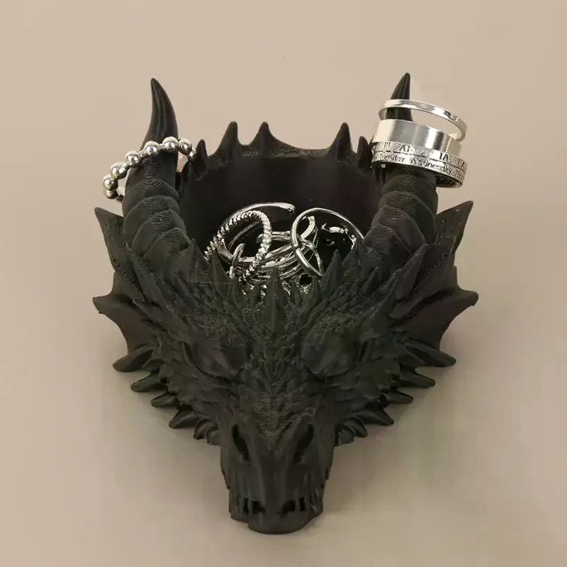 Gothic Dark Style Dragon Head Shaped Desktop Jewelry Storage Tray For Personalized Dark-Style Home Desktop Qme