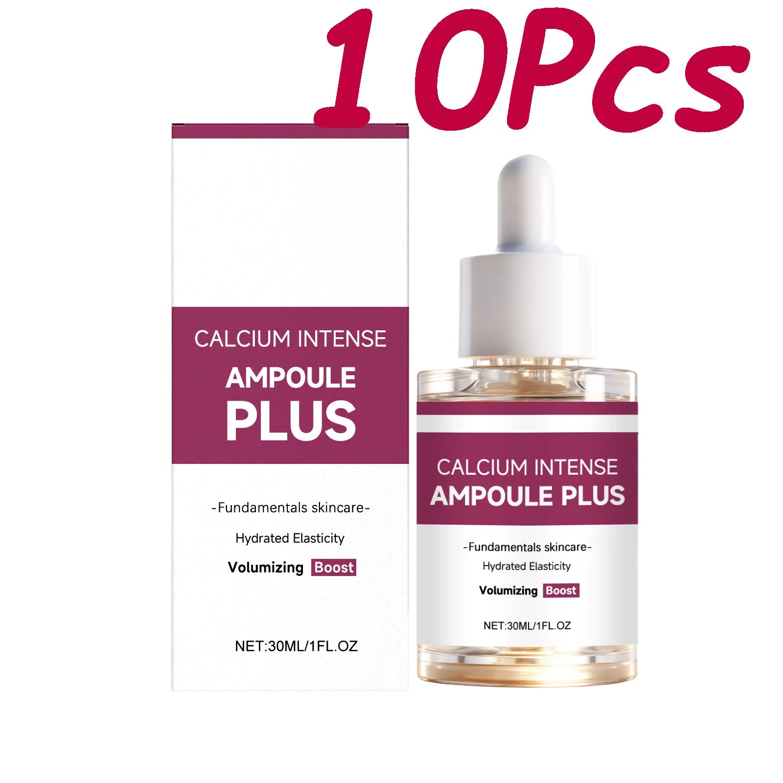 Calcium Intense Ampoule Plus with Collagen Moisturizing Essence Firming Smoothing Brightening Revitalizing Hydrating Face Serum Qme 10 x 30ml Boxed