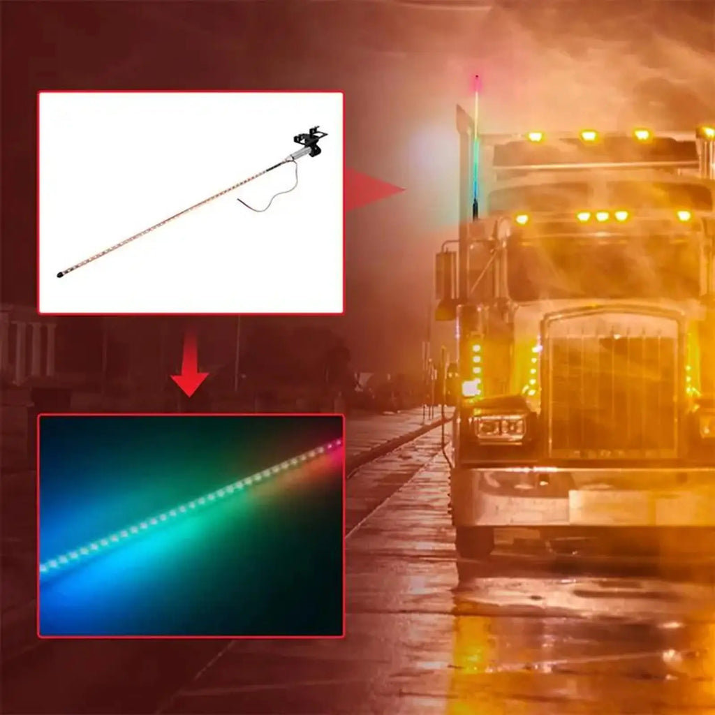 Car Flash Light Waterproof RGB Antenna Lights Dustproof 12-24V Auto Qme