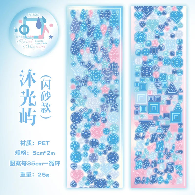 Cute Y2K Glitter Ins Style Decoration Adhesive PET Tape Planner Handbook DIY Scrapbooking Journal Collage Material Stickers Qme C HOT SALE