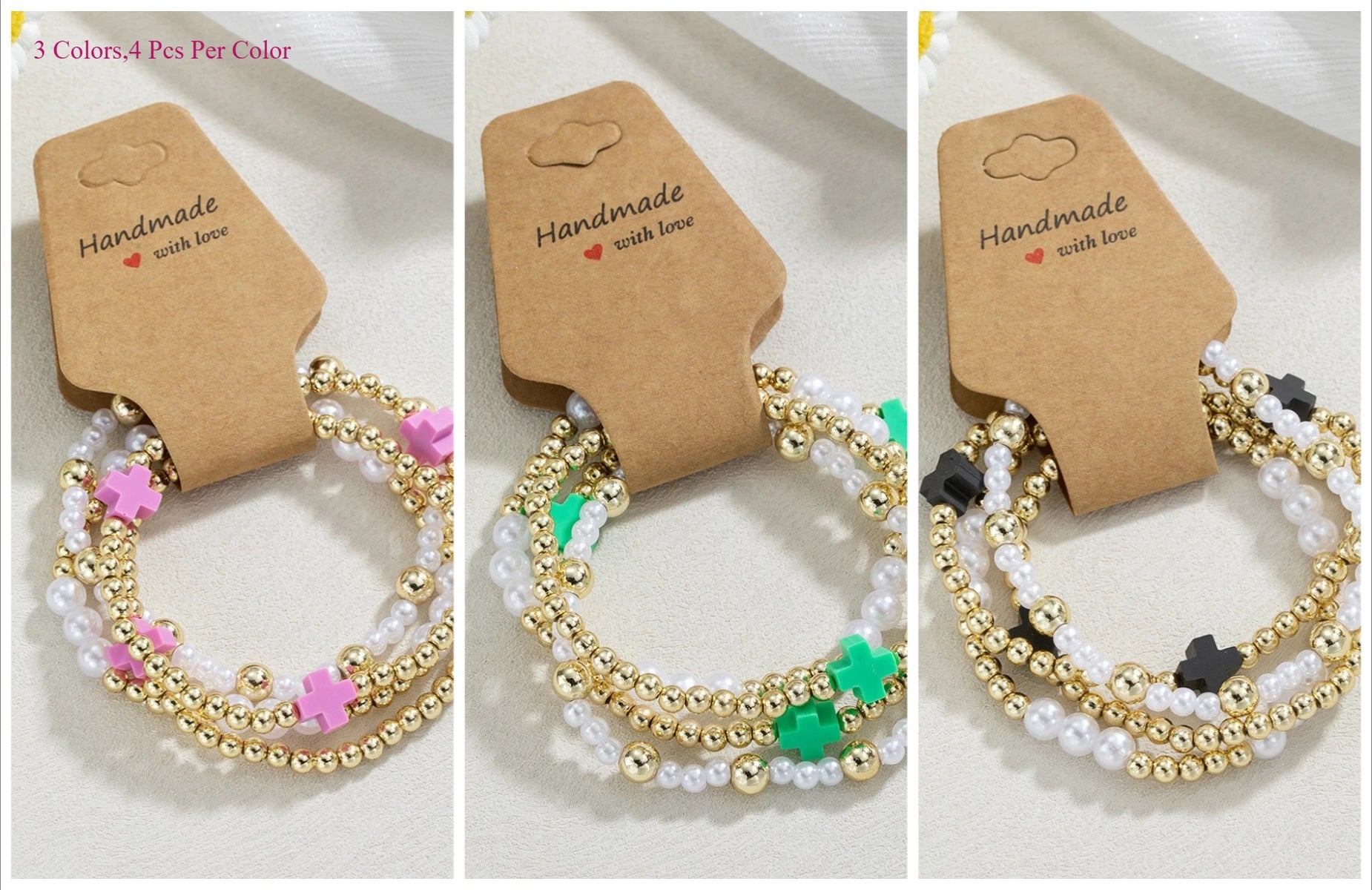 12-Piece Set Fashion Fashion Cross CCB&Seed Beaded Handmade Kraft Paper Bracelet Women Boho Stackable Wrist Jewelry Gift Qme PF-03101112