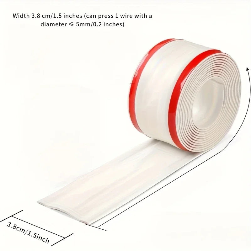 1/3M Floor Cable Protector Self-Adhesive PVC Flexible Cable Protection Strip Prevent Trip Floor Covering Decoration Cable Duct Qme White-3.8cm 3m