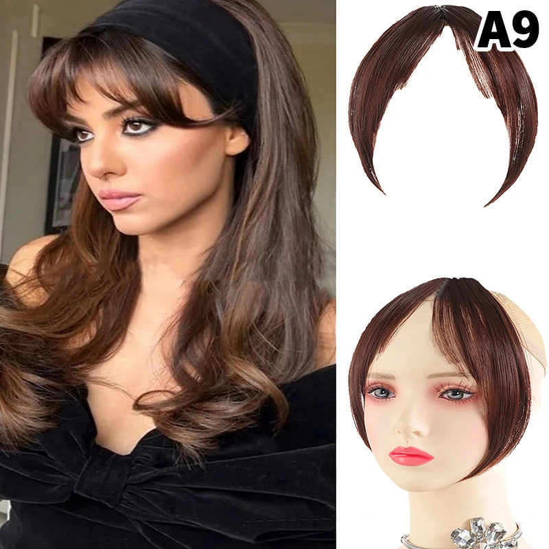 Natural Hair Wig Bangs Synthetic Fluffy Extensions Clip-on Hairpieces Qme A9