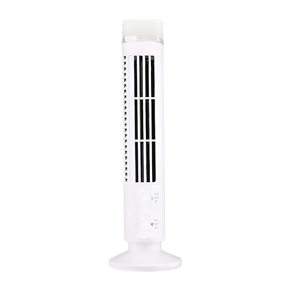 LED Tower Fan Bladeless Tower Fan 2 Gear Speed Adjustable Portable Electric Desk Fan for Home Bedroom Living Rooom Office Qme White with Light 100V-240V EU Plug