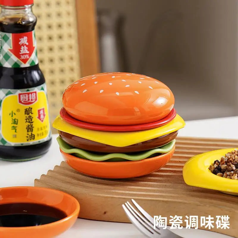 Stackable Hamburger Plate Burger 6 Layers Mini Dinner Value Bone Spit Qme