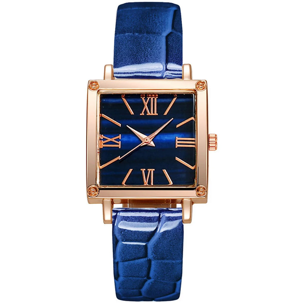 1pc-Fashionable and Minimalist Women's Square Belt Quartz Watch, Retro High-end Roman Watch Qme style 6
