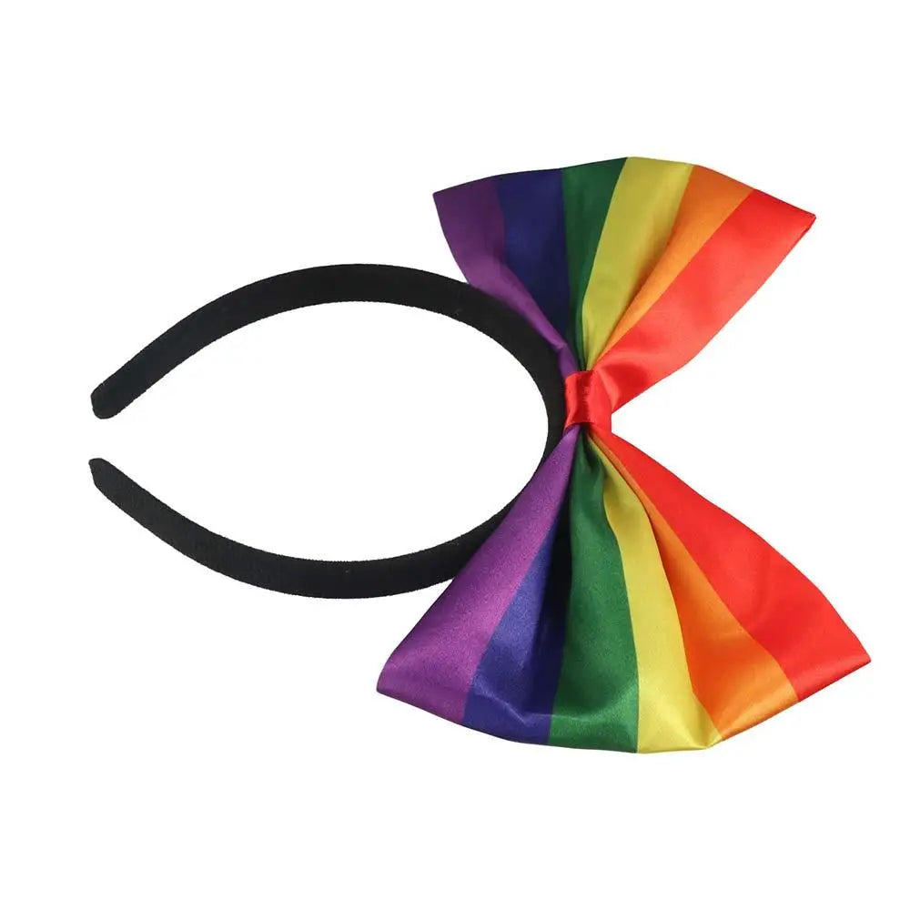 Colorful Rainbow Bowknot Hair Hoop Fabric Art Beautiful Bow Headband Qme