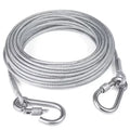 Double-headed Dog Tie Out Cable Leash Reaction Rope Metal Buckle Qme Silver 500cm