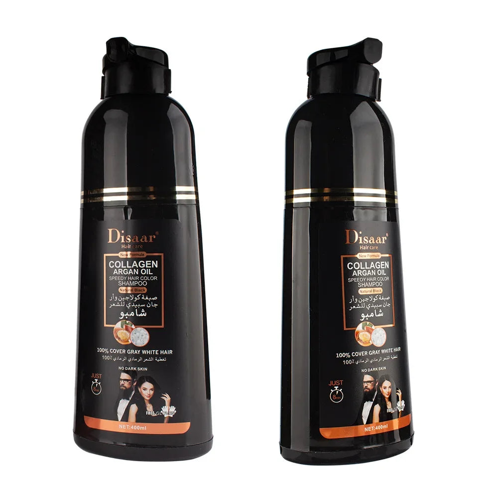 DISAAR 400ML Cover Grey Hair Morocco Argan Oil Care Fast Magic Black Hair Shampoo Dye Repair Damaged Improve Split Hair Rough Qme