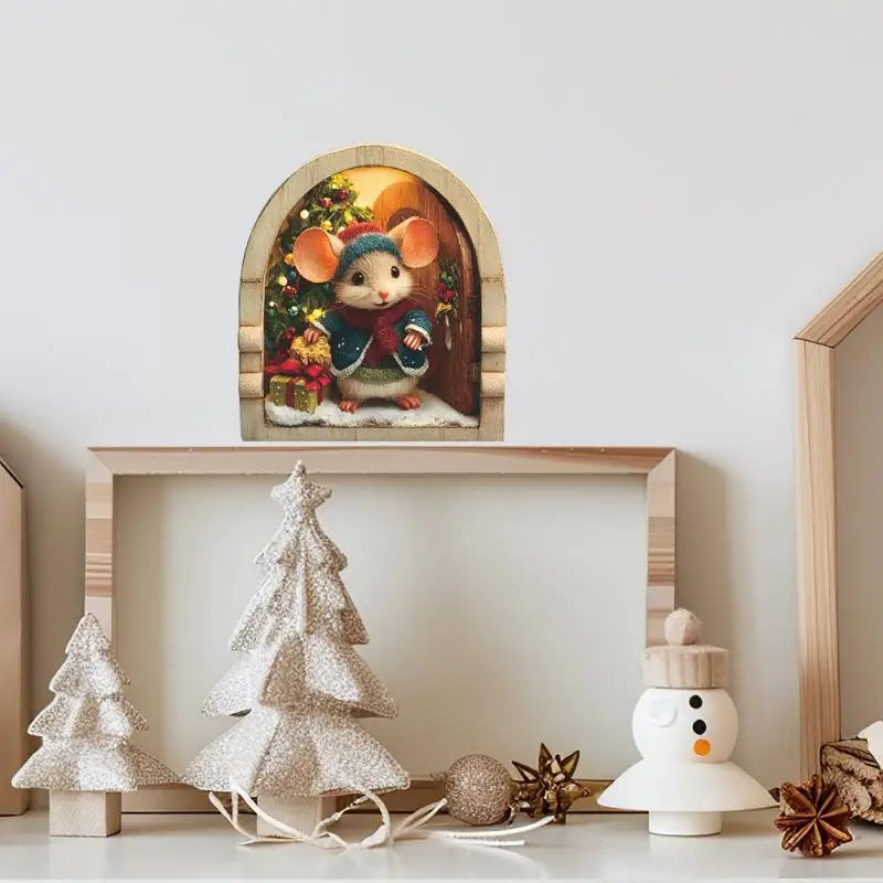 Cute Christmas Small Mouse Hole Wall Stickers Xmas Decoration For Home Navidad Merry Christmas New Year Accessories Qme 04
