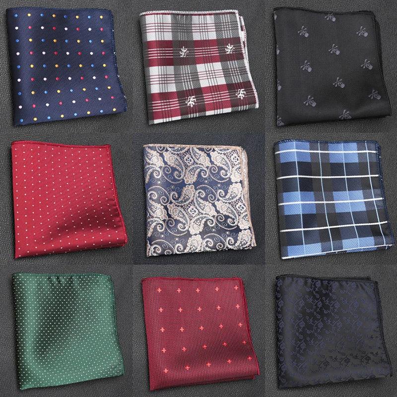 Men Pocket Square Suits Hanky for Men Plaid Handkerchiefs Casual Suit Square Handkerchief Towels for Party Classic Suit Napkin Qme
