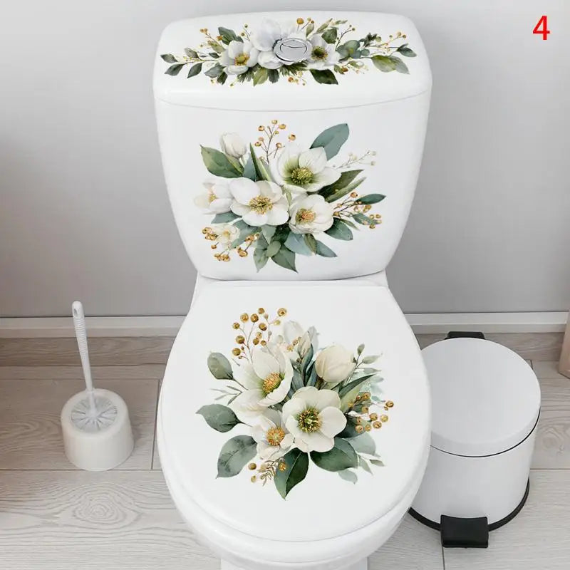 Waterproof Sticker Toilet Cover Bathroom Wall Flower Butterfly Qme 4