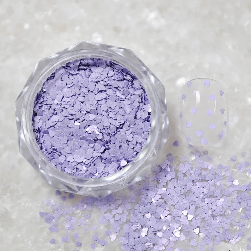 1Jar Mini Sparkling Love Nail Glitter Heart Decoration Salon Design Qme Purple