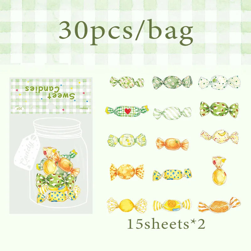 Candy Shaped Sticker Pack, Sweet Style Stickers for Junk Journal Decoration, Decorative Stickers for Water Cups, Photo Frames Qme B