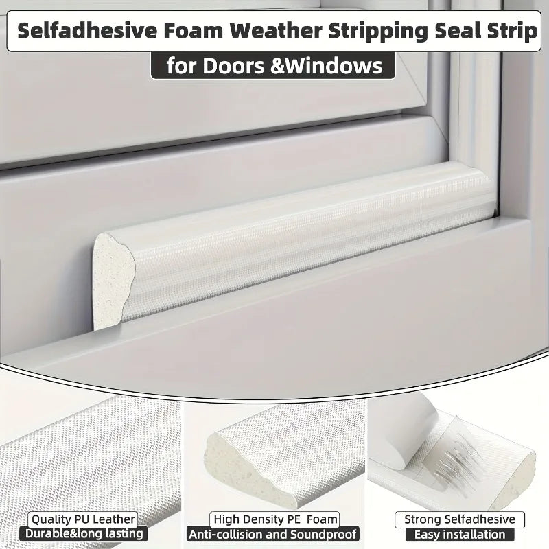 Self Adhesive Weather Stripping Tape Doors Windows Windproof Qme