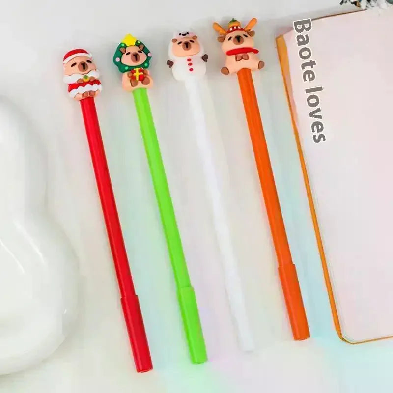 1 Christmas Capybara Gel Pen Cute Cartoon Stationery Smooth Writing Qme