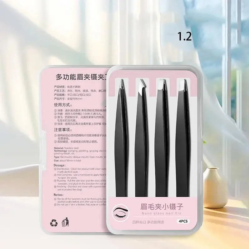 Durable Professional Stainless Steel Slanted Eyebrow Tweezers Qme 12 Black