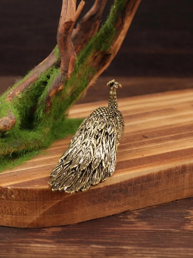 Peacock Ornament Home Decor Statue Figure Brass Chinese Handicraft Qme
