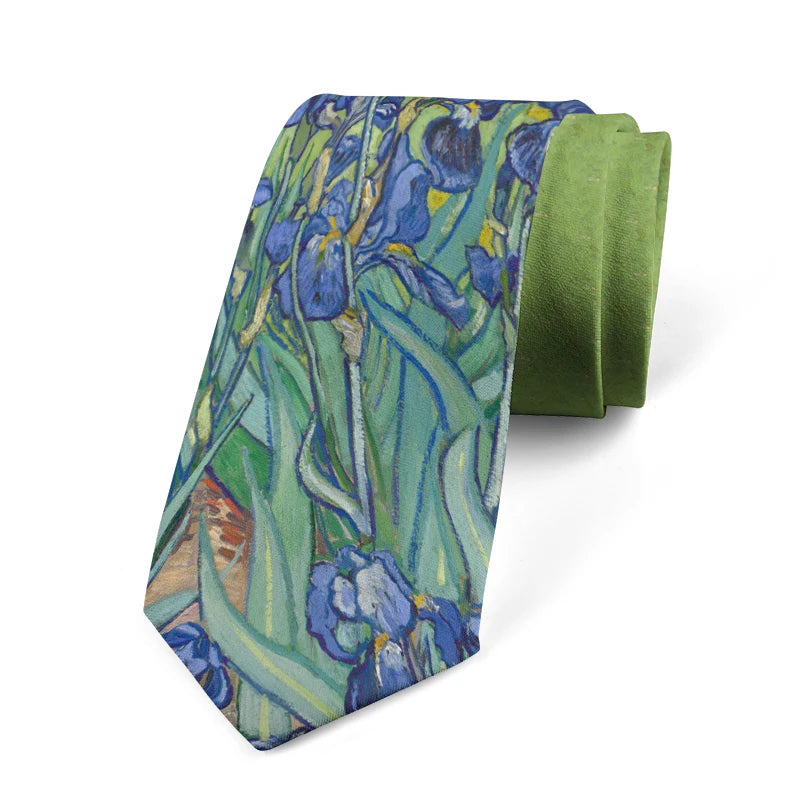 Retro Art Oil Painting Floral Print Tie Fashion Business Wedding Qme style2