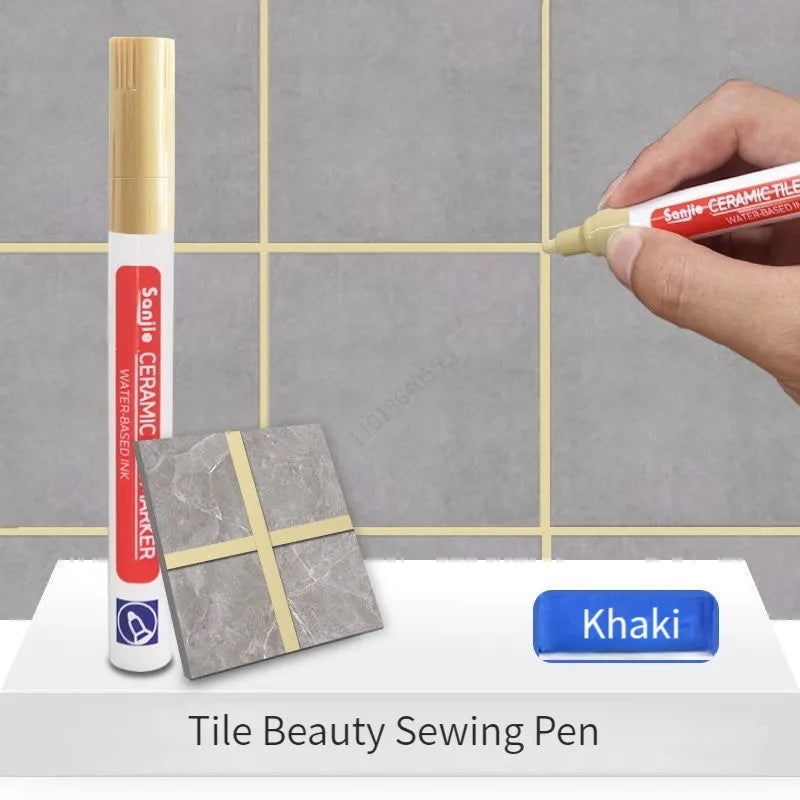 12 Color Waterproof White Grout Tile Lines Marker Pens Gaps Repair Bathroom Porcelain Filling Grout Paint and Sealer Pen Qme Khaki