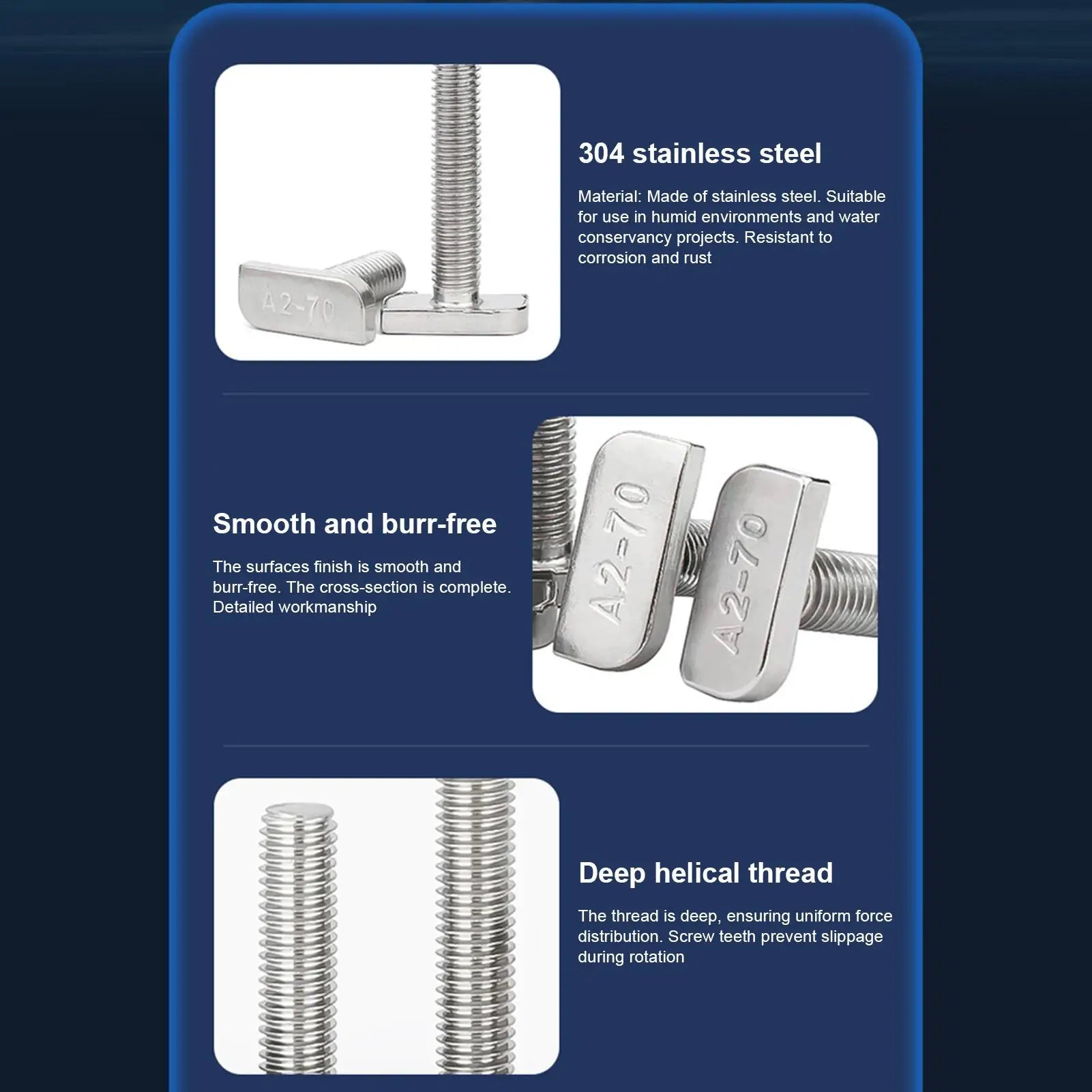 T-slot Bolts Stainless Steel T-shaped Hammer Head Screw Heavy-duty Qme