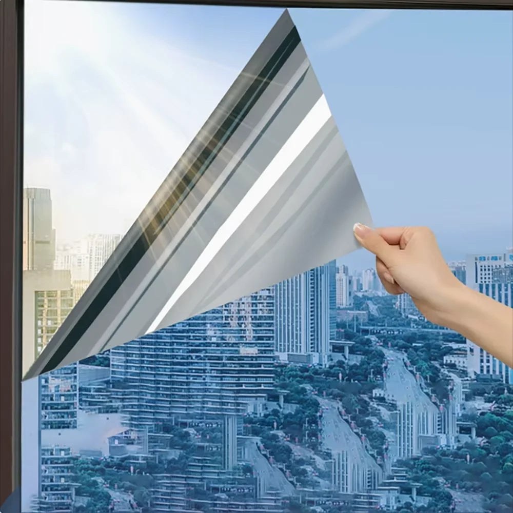 Unidirectional Mirror Window Film Protection Insulation Glass Film Privacy Home Window Balcony Sunscreen Sticker Qme