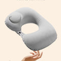 U-shaped Inflatable Pillow Portable Storage Press Travel Neck Car Qme GRAY
