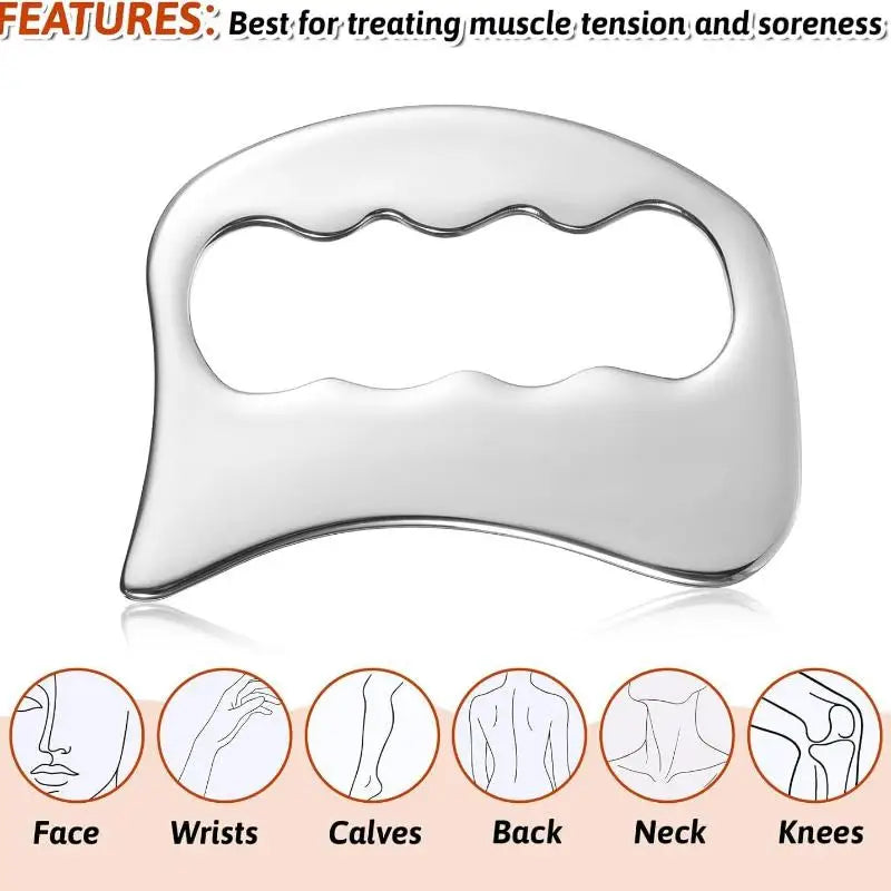 Stainless Steel Gua Sha Massage Tool Ergonomic Scraping Massager Post Qme