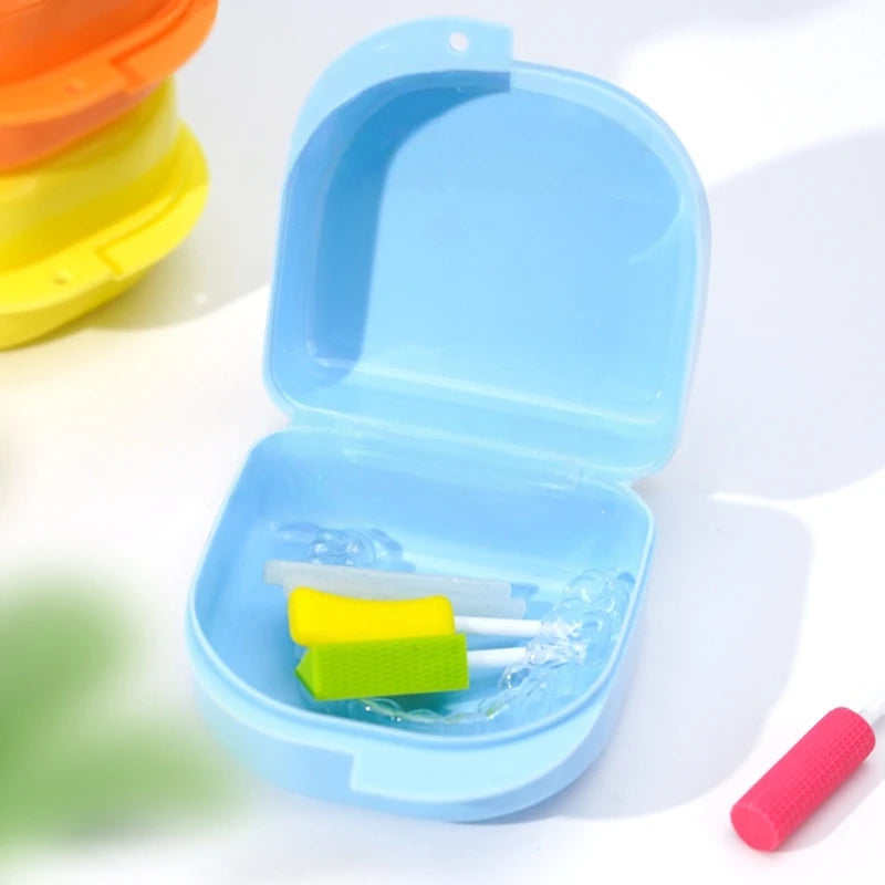 Portable Orthodontic Braces Plastic Organizer Box Tooth Orthodontic Braces Box Denture Cleaning Storage Box Tooth Storage Box Qme