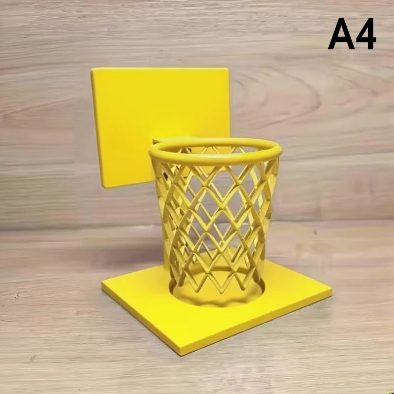 Creative Basketball Hoop Pen Holder Desktop Organizer School Office Qme A4