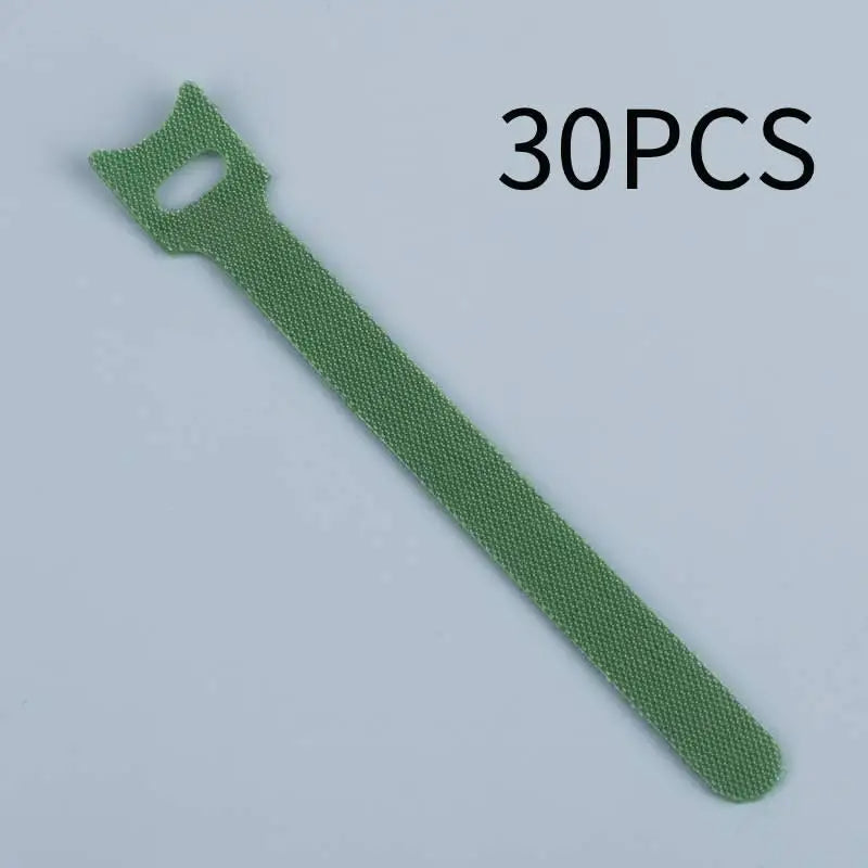Organized Cable Setup 30 50 Reusable Hook Loop Straps Qme green 30pcs