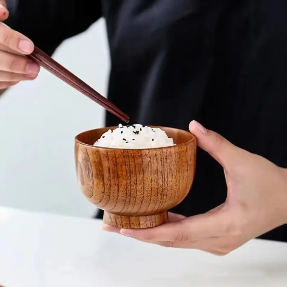 Japanese Style Jujube Wooden Bowl Round Large Soup Bowl Creative Children's Rice Bowl Tableware Vintage Wooden Bowls Tableware Qme