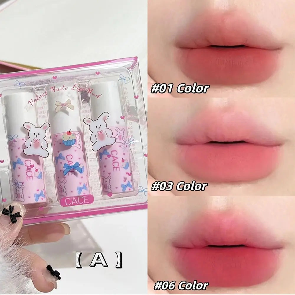 Little Bunny Lip Mud Velvet Nude Matte Texture Silky Lipstick Makeup Qme NO.C78-1-A