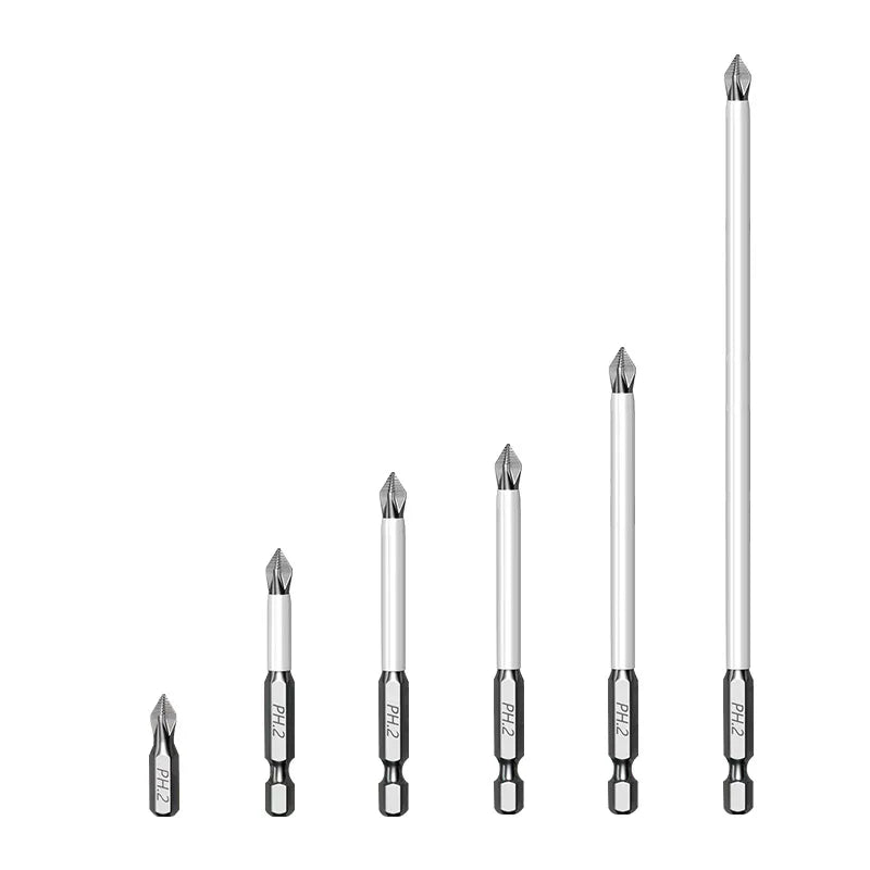 Magnetic Screwdriver Bits Non Slip Cross Head Hardness Electric Hand Qme 6pcs