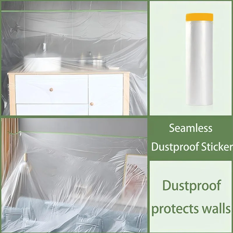 Paint masking film and paper masking tape for decorating cars, disposable dust-proof furniture spray paint protective film Qme