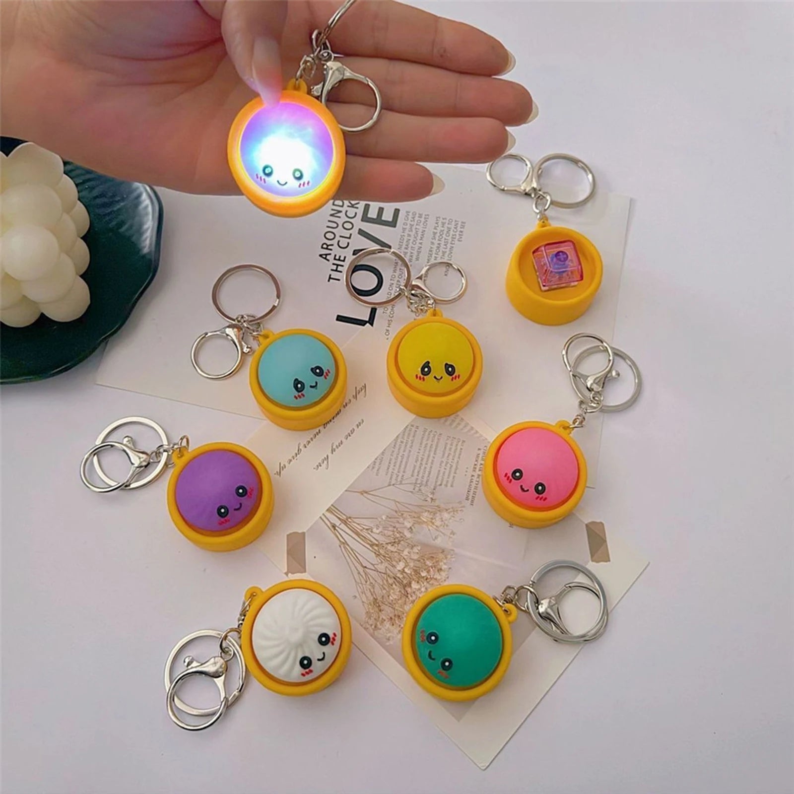 4/6/12PCS 3D Printed Dumpling Keyboard Keychain Fidget Toy Decompression Keyboard Clicker Toys Stress Relief Clicker Button Gift Qme 12PCS