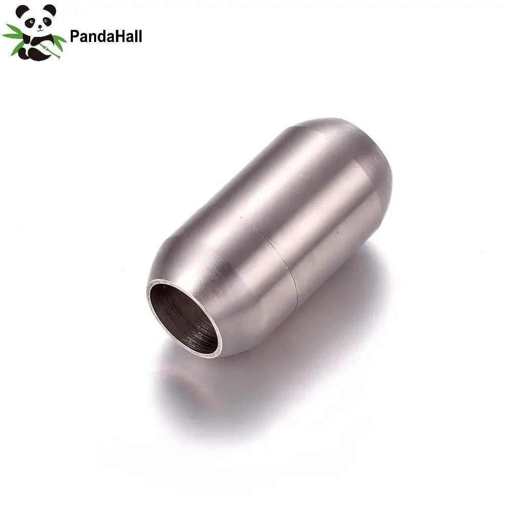 PandaHall 10pcs Tarnish Resistant 304 Stainless Steel Magnetic Clasps with Glue-in Ends, Matte Surface, Oval 19x10mm, Hole: 6mm Qme Default Title