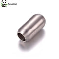 PandaHall 10pcs Tarnish Resistant 304 Stainless Steel Magnetic Clasps with Glue-in Ends, Matte Surface, Oval 19x10mm, Hole: 6mm Qme Default Title