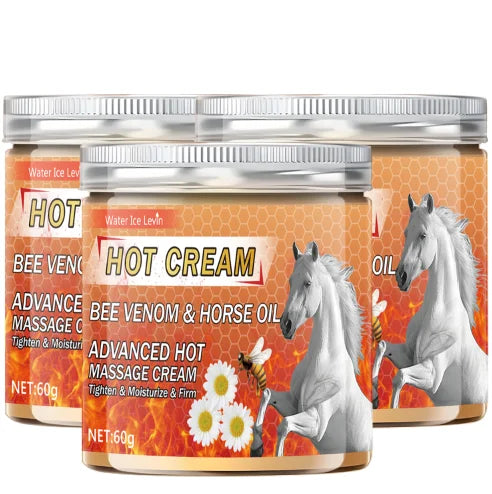Bee Venom & Horse Oil Hot Cream for Pre-Workout Warming, Firming & Nourishing Massage. Qme Red 60g