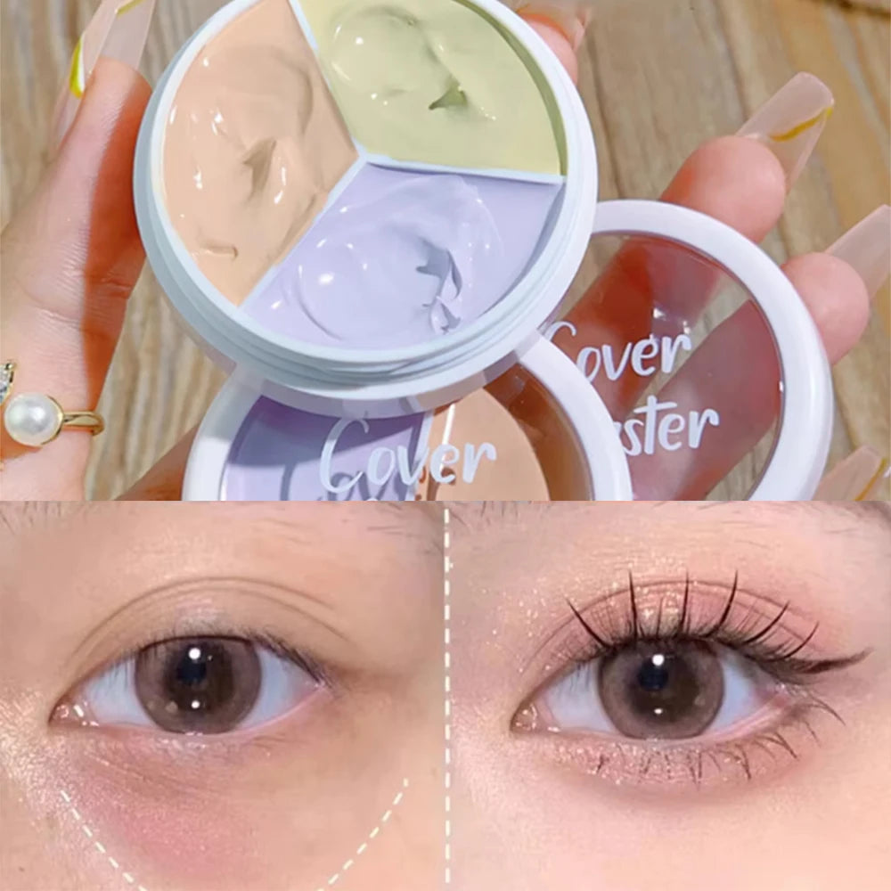Lightweight Long-lasting Three-color Concealer Cream Cover Facial Qme