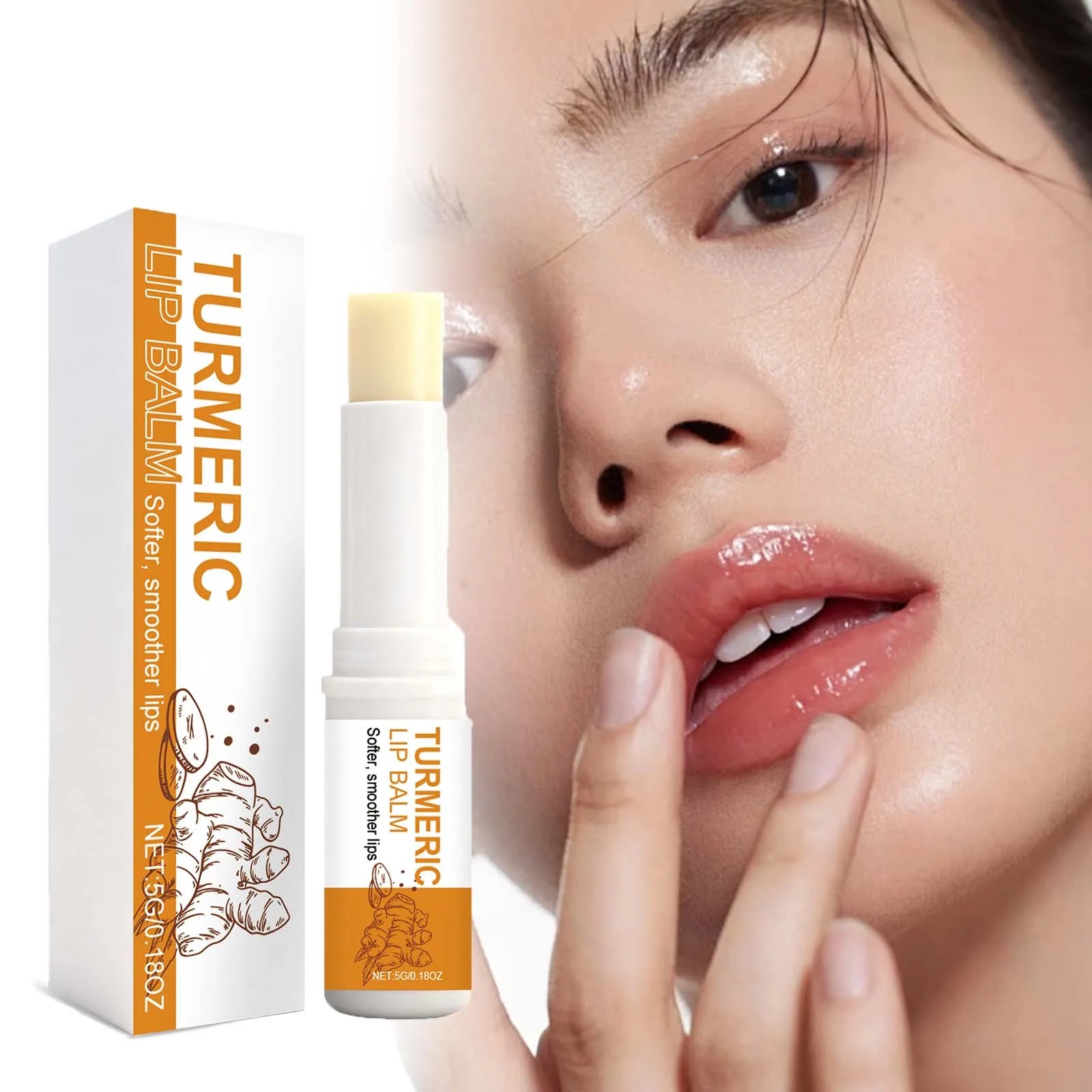 Turmeric Lip Balm Moisturizer Anti-Cracking Remove Dark Lightening Melanin Lip Gloss Exfoliating Soothing Hydrating Lip Stick Qme