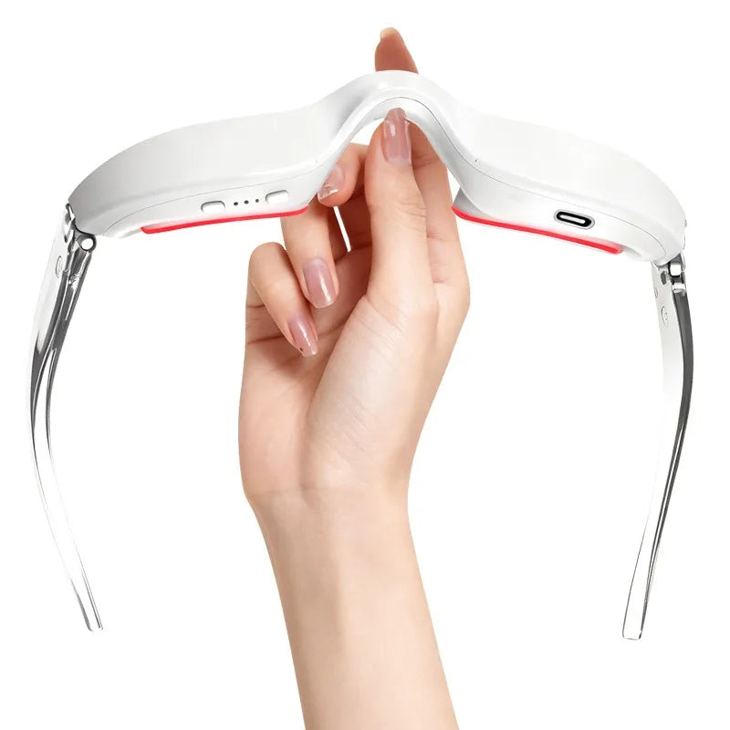Red Light Microcurrent Eye Massager Target Dark Circles Puffiness Qme WHITE