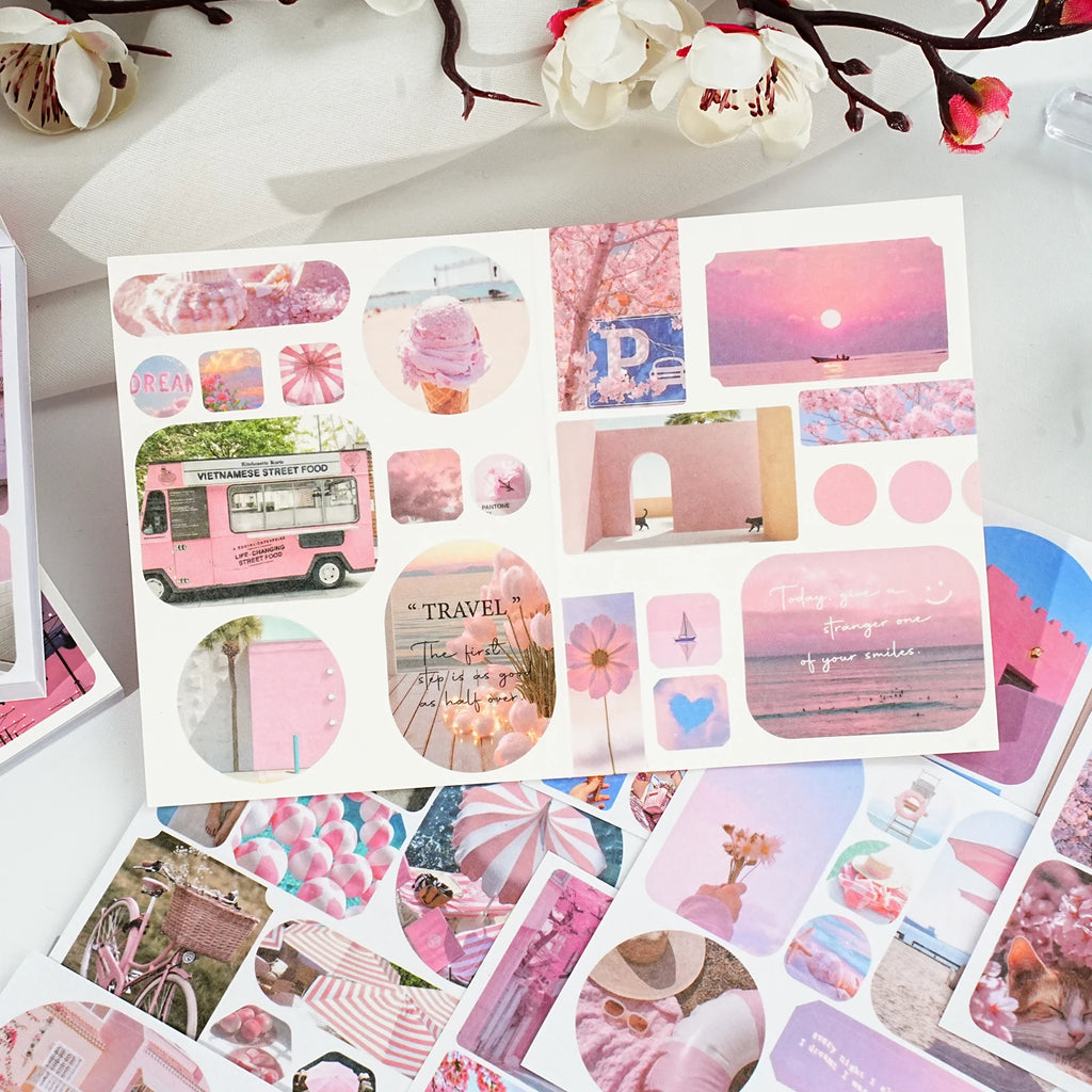 40pcs Ins Style Sticker Book - Tourism Landscape Theme Korean Stationery，Creative Scrapbooking Stickers，Junk Journal supplies Qme