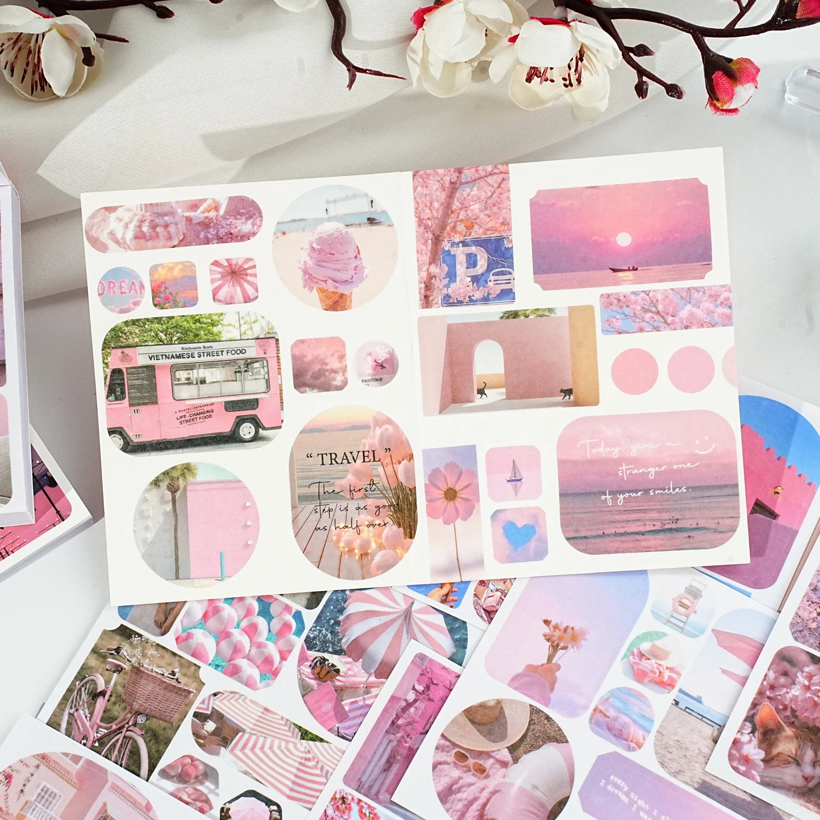 40pcs Ins Style Sticker Book - Tourism Landscape Theme Korean Stationery，Creative Scrapbooking Stickers，Junk Journal supplies Qme