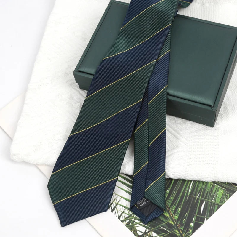 Ties Men Women Fashion Wholesale Dark Green Navy Blue Stripe Male Qme
