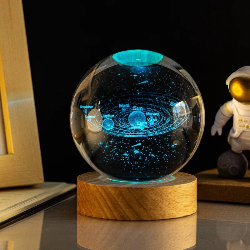 3D Colored Luminous Crystal Ball Astronomy Galaxy Crystal Sphere Beside Lamp Solar System Glassic Snow Globe Desktop Decorations Qme Solar system