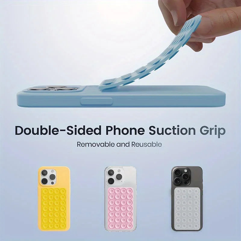 1pc Hands-Free Strong Grip Holder - Silicone Suction Cup Phone Case Mount, Double-Sided - for Selfies & Videos - for iPhone Qme