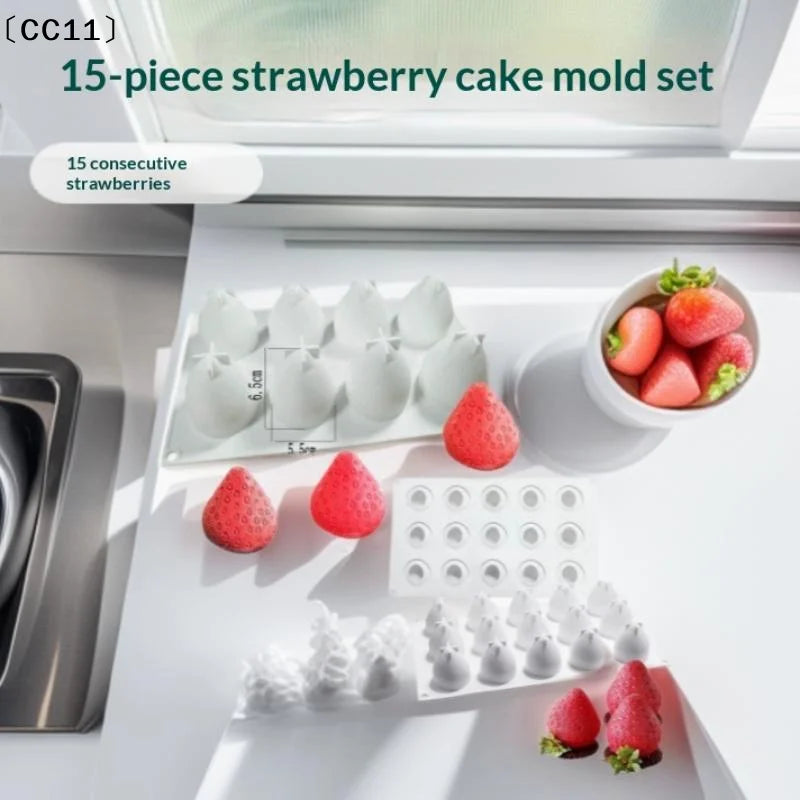 Silicone Baking Molds Strawberry Fruit Dessert Mousse Mold Cake Qme