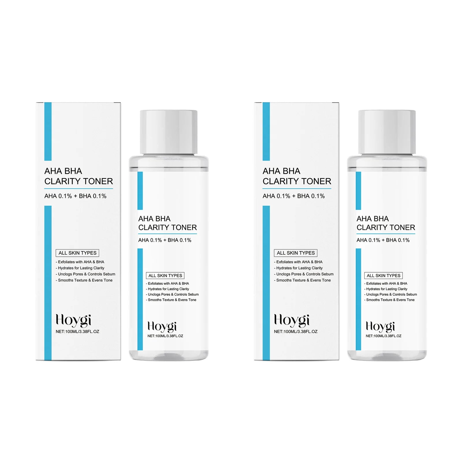 AHA BHA Toner Gentle Exfoliating Toner for Oily Skin Pore Refining Soothing Hydrating Facial Essence Daily Oil Control Skincare Qme 2 x 100ml Boxed